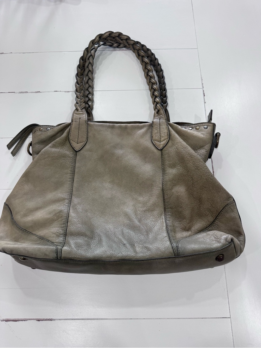 Frye Braided-Handle Leather  
Tote/Shoulder Bag